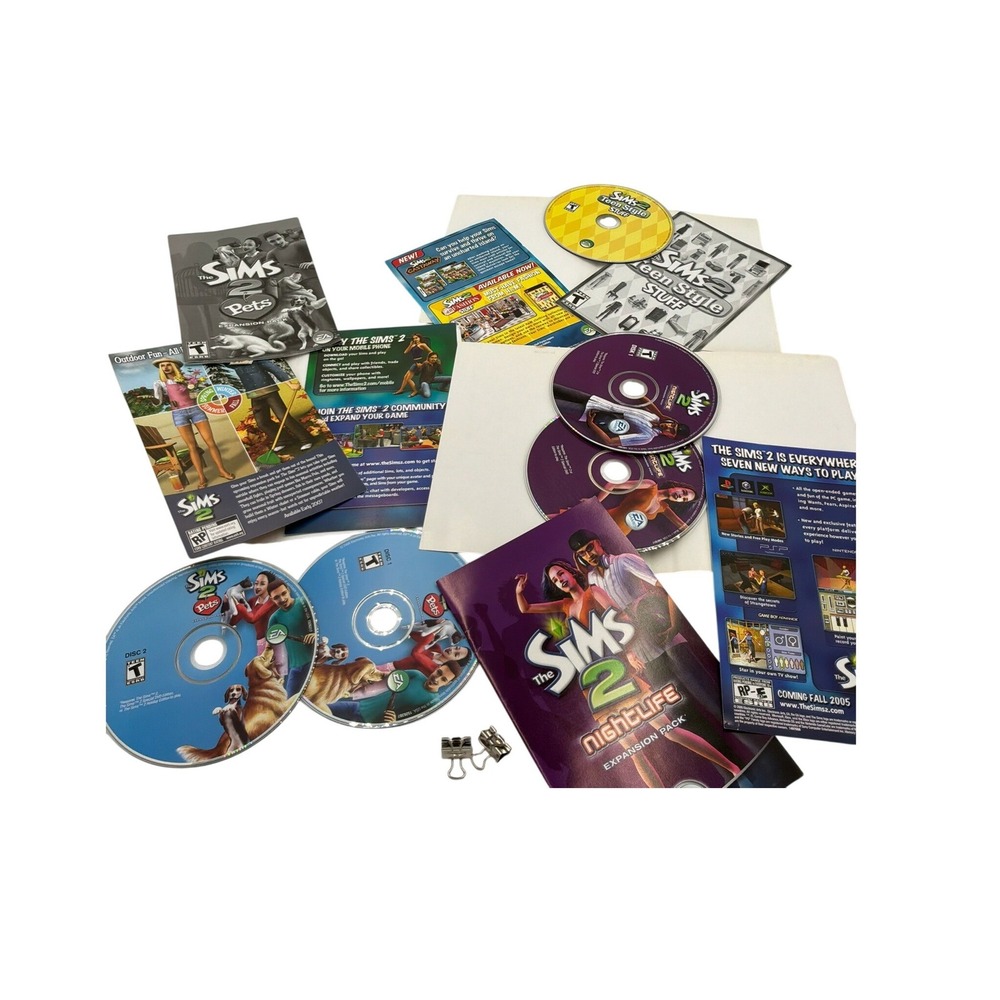 The Sims 2 PC Game Lot Base Game Expansion Stuff Packs Manuals Discs Untested